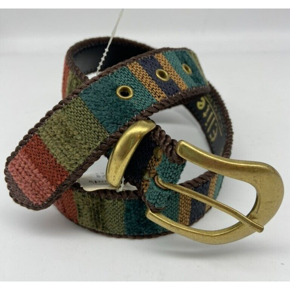 NWT Elite Belt‎ Southwestern Southwest S Blue Yellow Woven Fabric Costal Cowgirl
